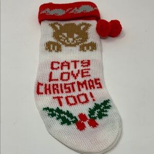 Festive Cat Christmas Stocking - Red and White